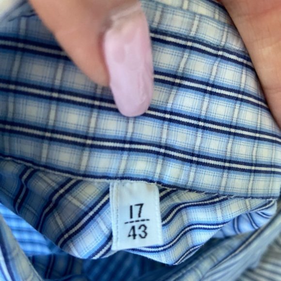 Kiton Men's Dress Shirt Blue Plaid Pattern in Size 17/43 EUC - Picture 8 of 16